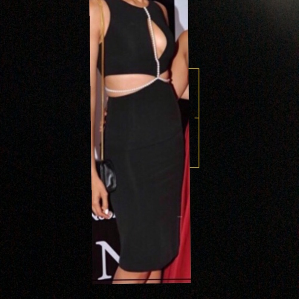 Cushnie et Ochs size 2 black and pearl cutout dress authentic